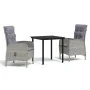 Juego de comedor de jardín 3 piezas con cojines gris y negro de , Conjuntos de jardín - Ref: Foro24-3099359, Precio: 381,51 €...