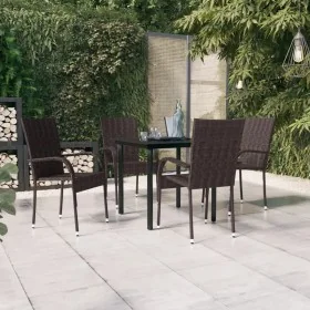 Juego de comedor de jardín 5 piezas marrón y negro de , Conjuntos de jardín - Ref: Foro24-3099384, Precio: 304,76 €, Descuent...