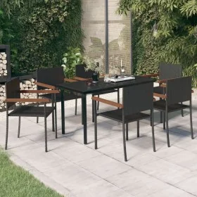 Juego de comedor para jardín 7 piezas negro de , Conjuntos de jardín - Ref: Foro24-3099416, Precio: 441,47 €, Descuento: %