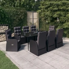 Juego de comedor de jardín 9 piezas con cojines negro von , Gartensets - Ref: Foro24-3099496, Preis: 1,00 €, Rabatt: %