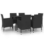 Set comedor de jardín 7 pzas y cojines ratán sintético y vidrio de , Conjuntos de jardín - Ref: Foro24-3099688, Precio: 515,3...