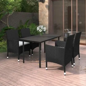 Set comedor de jardín 5 pzas y cojines ratán sintético y vidrio de , Conjuntos de jardín - Ref: Foro24-3099681, Precio: 351,9...