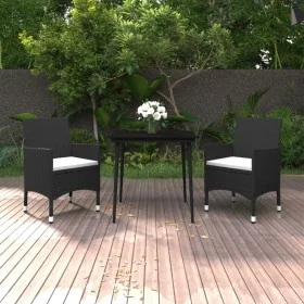 Set comedor de jardín 3 pzas y cojines ratán sintético y vidrio de , Conjuntos de jardín - Ref: Foro24-3099727, Precio: 220,0...