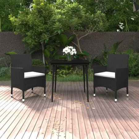 Set comedor de jardín 3 pzas y cojines ratán sintético y vidrio de , Conjuntos de jardín - Ref: Foro24-3099727, Precio: 220,0...