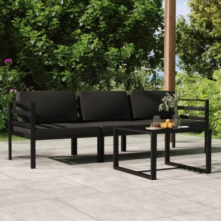 Set muebles de jardín 4 pzas y cojines aluminio gris antracita de , Conjuntos de jardín - Ref: Foro24-3107776, Precio: 523,33...