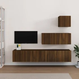 Set de muebles para TV 4 pzas madera contrachapada marrón roble de , Muebles TV - Ref: Foro24-3114653, Precio: 162,04 €, Desc...