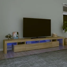 Mueble de TV con luces LED roble Sonoma 260x36,5x40 cm de , Muebles TV - Ref: Foro24-3152780, Precio: 183,39 €, Descuento: %