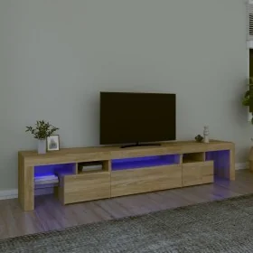 Mueble de TV con luces LED roble Sonoma 215x36,5x40 cm de , Muebles TV - Ref: Foro24-3152796, Precio: 152,27 €, Descuento: %