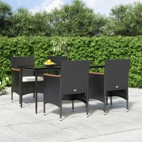 Juego de comedor de jardín 5 piezas con cojines negro de , Conjuntos de jardín - Ref: Foro24-3156640, Precio: 372,32 €, Descu...