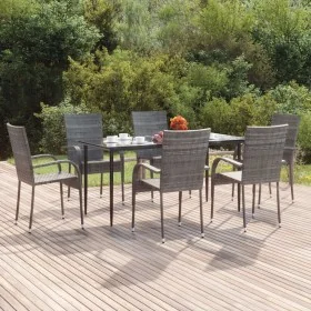 Juego de comedor de jardín 7 piezas ratán sintético gris de , Conjuntos de jardín - Ref: Foro24-3156677, Precio: 396,55 €, De...