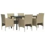 Juego de comedor de jardín 7 piezas con cojines beige y negro de , Conjuntos de jardín - Ref: Foro24-3156609, Precio: 531,53 ...