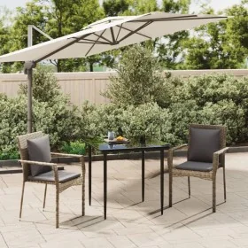 Set comedor jardín 3 pzas y cojines ratán sintético negro gris by , Garden sets - Ref: Foro24-3185101, Price: 204,67 €, Disco...