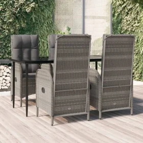 Set comedor jardín 5 pzas y cojines ratán sintético negro gris de , Conjuntos de jardín - Ref: Foro24-3185181, Precio: 742,73...