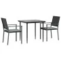 Juego comedor jardín 3 piezas y cojines ratán sintético y acero de , Conjuntos de jardín - Ref: Foro24-3187001, Precio: 200,5...