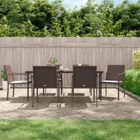Juego comedor jardín 7 piezas y cojines ratán sintético y acero de , Conjuntos de jardín - Ref: Foro24-3186949, Precio: 476,6...