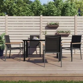 Juego de comedor para jardín 5 piezas acero y textilene negro de , Conjuntos de jardín - Ref: Foro24-3187043, Precio: 340,63 ...