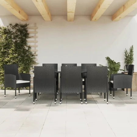 Juego de comedor de jardín 9 pzas ratán sintético y acero negro de , Conjuntos de jardín - Ref: Foro24-3203311, Precio: 526,7...