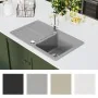 Fregadero reversible gris de granito de una cubeta con escurridor by , Sinks - Ref: Foro24-141670, Price: 226,44 €, Discount: %