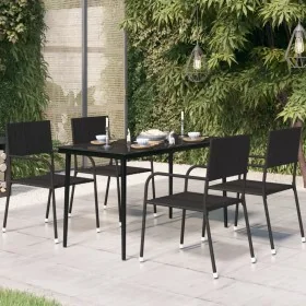 Mesa de comedor de jardín acero y vidrio negra 140x70x74 cm by , Garden tables - Ref: Foro24-318750, Price: 133,71 €, Discoun...