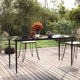 Mesa comedor jardín acero y vidrio templado negro 160x80x74 cm de , Mesas de jardín - Ref: Foro24-319279, Precio: 165,44 €, D...