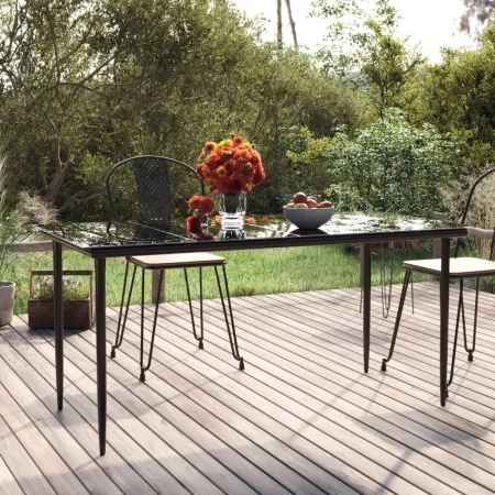 Mesa comedor jardín acero y vidrio templado negro 160x80x74 cm de , Mesas de jardín - Ref: Foro24-319279, Precio: 165,44 €, D...