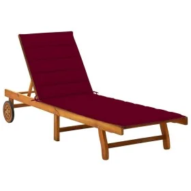 Tumbona de jardín con cojín madera maciza de acacia de , Tumbonas - Ref: Foro24-3061353, Precio: 208,56 €, Descuento: %