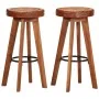 Taburetes de cocina 2 uds cuero auténtico madera maciza acacia de , Taburetes de cocina - Ref: Foro24-348164, Precio: 175,11 ...