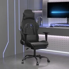 Silla gaming de masaje y reposapiés cuero sintético negro de , Sillones para videojuegos - Ref: Foro24-345419, Precio: 127,10...