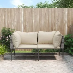 Sofás de esquina jardín con cojines 2 uds ratán sintético gris von , Modulare Sofas für den Außenbereich - Ref: Foro24-364126...