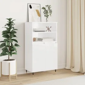 Aparador alto madera contrachapada blanco brillo 60x36x110 cm by , Sideboards - Ref: Foro24-831478, Price: 93,29 €, Discount: %