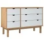 Cajonera OTTA madera maciza pino marrón y blanco 111x43x73,5 cm de , Cajoneras - Ref: Foro24-348587, Precio: 191,46 €, Descue...