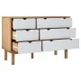 Cajonera OTTA madera maciza pino marrón y blanco 111x43x73,5 cm de , Cajoneras - Ref: Foro24-348587, Precio: 191,46 €, Descue...