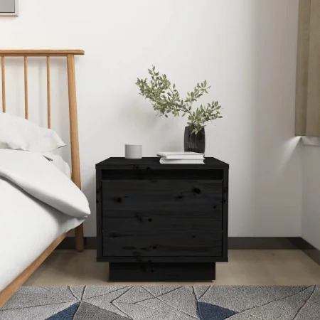 Mesita de noche madera maciza de pino negro 35x34x32 cm de , Mesitas de noche - Ref: Foro24-813403, Precio: 41,71 €, Descuent...