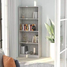 Estantería de 4 niveles contrachapada gris hormigón 60x24x142cm de , Librerías y estanterías - Ref: Foro24-800877, Precio: 62...