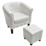 Sillón con taburete cuero sintético blanco de , Sillones - Ref: Foro24-60711, Precio: 154,64 €, Descuento: %