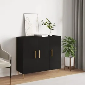 Aparador de madera de ingeniería negro 90x34x80 cm von , Sideboards - Ref: Foro24-828093, Preis: 96,12 €, Rabatt: %