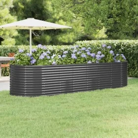 Jardinera arriate acero recubierto polvo antracita 322x100x68cm by , Pots and planters - Ref: Foro24-319071, Price: 110,61 €,...