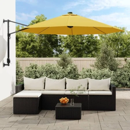 Sombrilla de pared con LED amarillo 290 cm de , Sombrillas - Ref: Foro24-362896, Precio: 109,15 €, Descuento: %