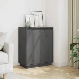 Aparador de madera maciza de pino gris 60x34x75 cm by , Sideboards - Ref: Foro24-813347, Price: 69,03 €, Discount: %