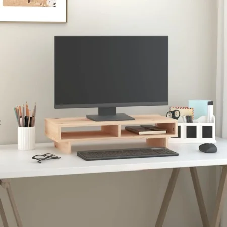 Soporte para monitor madera maciza de pino 60x27x14 cm de , Bases y elevadores para ordenadores - Ref: Foro24-813999, Precio:...