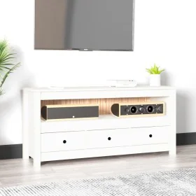 Mueble para TV de madera maciza de pino blanco 114x35x52 cm de , Muebles TV - Ref: Foro24-821503, Precio: 118,88 €, Descuento: %