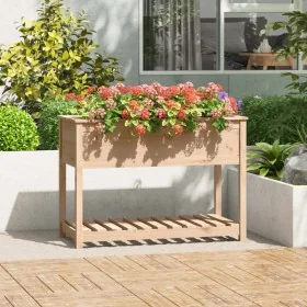 Jardinera con estante de madera maciza de pino 111,5x54x81 cm de , Maceteros y jardineras - Ref: Foro24-823787, Precio: 113,0...