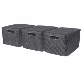 Curver Cajas de almacenaje con tapa Style 3 unidades L gris antracita de , Cestas para almacenaje - Ref: Foro24-427235, Preci...