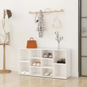 Banco zapatero madera contrachapada blanco brillo 103x30x54,5cm de , Zapateros y organizadores de calzado - Ref: Foro24-80329...