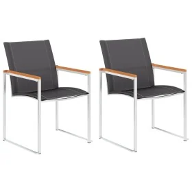 Sillas de jardín 2 unidades textilene y acero inoxidable gris by , Garden chairs - Ref: Foro24-46497, Price: 163,59 €, Discou...