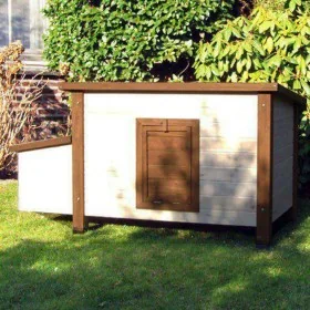 @Pet Gallinero de exterior madera blanco y marrón 136x74,5x75 cm de , Jaulas y habitáculos para animales pequeños - Ref: Foro...