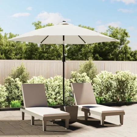 Sombrilla con palo de acero blanca arena 3 m de , Sombrillas - Ref: Foro24-40770, Precio: 62,80 €, Descuento: %