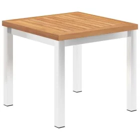 Mesa auxiliar jardín teca maciza y acero inoxidable 45x45x38cm de , Mesas de jardín - Ref: Foro24-46512, Precio: 94,68 €, Des...