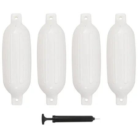 Parachoques para barco 4 unidades PVC blanco 58,5x16,5 cm by , Docking and anchoring - Ref: Foro24-92386, Price: 74,00 €, Dis...