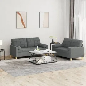 Juego de sofás con cojines 2 piezas tela gris oscuro von , Sofas - Ref: Foro24-3201291, Preis: 430,37 €, Rabatt: %